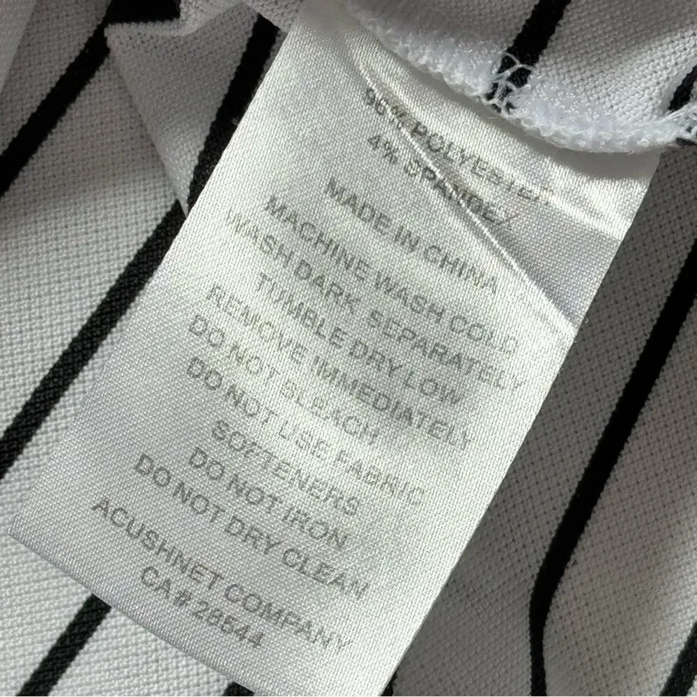 FootJoy White Black Striped Short Sleeves Golf Polo Shirt Men’s Size Medium - Picture 9 of 9